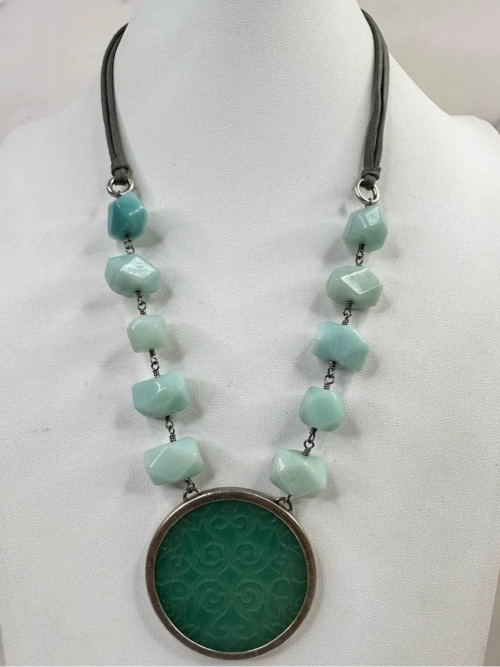 Silpada Sterling Silver Blue Quartz Etched Pendant Necklace (Retired)